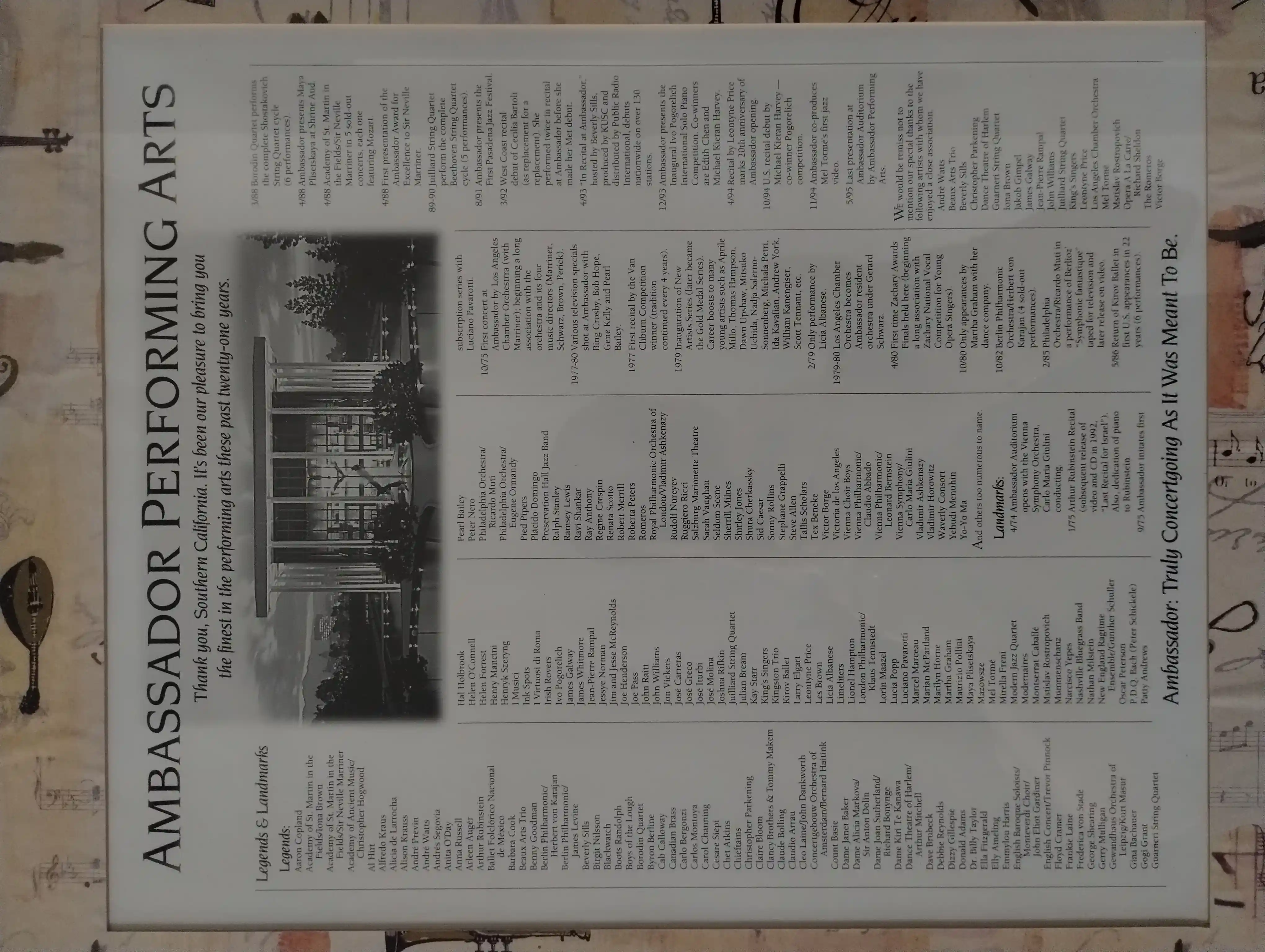 Ambassador Performing Arts Legends & Landmarks